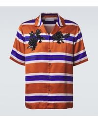 Dries Van Noten - Embellished Striped Satin Shirt - Lyst