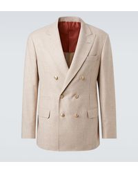 Brunello Cucinelli - Houndstooth Cashmere And Silk Suit Jacket - Lyst