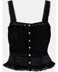 Poupette - Berry Lace-Trimmed Cotton Top - Lyst