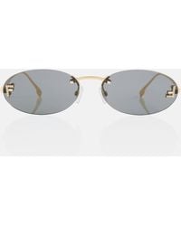 Fendi - First Embellished Oval Sunglasses - Lyst
