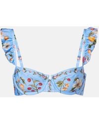 Agua Bendita - Kiwi Printed Ruffled Bikini Top - Lyst