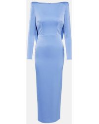 Alex Perry - Draped Crepe Satin Midi Dress - Lyst