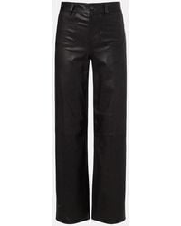 FRAME - Le Slim Palazzo High-Rise Leather Pants - Lyst