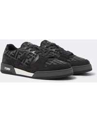 Fendi - Match Ff Zucca Suede-Trimmed Sneakers - Lyst