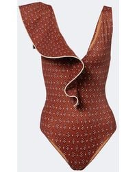 Johanna Ortiz - Ruffled Printed Swimsuit - Lyst