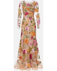 Carolina Herrera - Embroidered Floral Tulle Gown - Lyst
