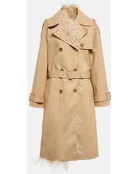 Valentino - Feather-trimmed Cotton Canvas Trench Coat - Lyst
