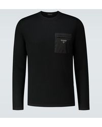 Prada - Wollpullover Mit Logo-Detail - Lyst