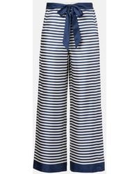 Max Mara - Nine Striped Silk Wide-Leg Pants - Lyst