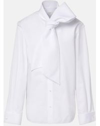 Saint Laurent - Scarf-Detailed Cotton-Poplin Shirt - Lyst