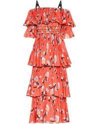 Self-Portrait Midikleid aus Crêpe de Chine - Rot