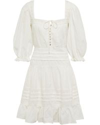 Damen Bekleidung Kleider Mini RIXO London Seide Bedrucktes Minikleid Indy aus Seide in Weiß und kurze Kleider 
