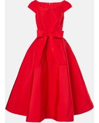 Monique Lhuillier - Bow-Detail Silk Midi Dress - Lyst