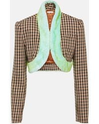 Area - Cropped Wool And Cotton Jacket - Lyst