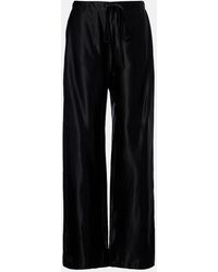 KHAITE - Rohen Satin Wide-Leg Pants - Lyst