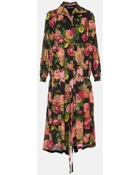 Junya Watanabe - Vestido Midi De Georgette Y Jersey - Lyst