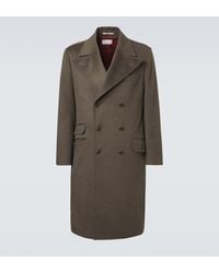 Brunello Cucinelli - Double-Breasted Virgin Wool Overcoat - Lyst