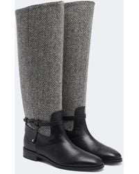 Jimmy Choo - Lawton Herringbone And Leather Knee-High Boots - Lyst