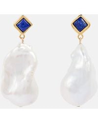Sophie Buhai - Mer Large 18kt Gold Earrings With Lapis And Baroque Pearls - Lyst