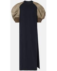 Sacai - Puff-Sleeve Cotton Jersey Midi Dress - Lyst