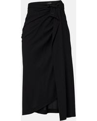 Balenciaga - Draped Gathered Crepe Midi Skirt - Lyst