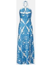 Poupette - Stella Printed Satin Maxi Dress - Lyst
