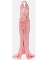 Costarellos - Joa Draped Metallic Georgette Gown - Lyst