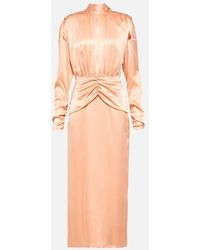 Alessandra Rich - Tie-Neck Silk Satin Midi Dress - Lyst