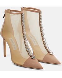Jimmy Choo - Bing 100 Crystal-embellished Suede And Mesh Heeled Boots - Lyst