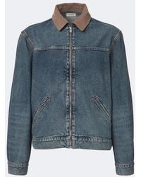 FRAME - Corduroy-Trimmed Denim Jacket - Lyst
