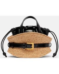 Balmain - Tote Bag Shuffle Mini Aus Raffiabast Mit Leder - Lyst