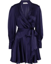 Zimmermann Minikleid aus Seidensatin - Blau
