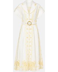 Zimmermann - Lucky Embroidered Linen Midi Dress - Lyst