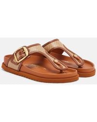 Birkenstock - Gizeh Leather-Trimmed Woven Thong Sandals - Lyst