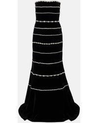 Costarellos - Shaula Crystal-Embellished Cotton Velvet Bustier Gown - Lyst
