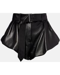 Magda Butrym - Belted High-Rise Leather Micro Shorts - Lyst