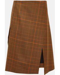 Stella McCartney - Checked Wool Midi Skirt - Lyst