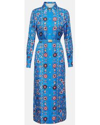 Tory Burch - Printed Silk Midi Dress - Lyst