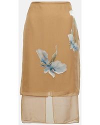 Givenchy - Floral Devore Satin Midi Skirt - Lyst