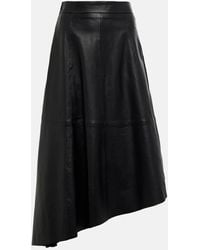 Polo Ralph Lauren - Asymmetric Leather Midi Skirt - Lyst