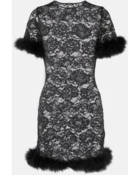 Oséree - Minikleid O-Lover Aus Spitze Mit Federn - Lyst