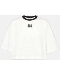 Miu Miu - T-shirt en coton a logo - Lyst