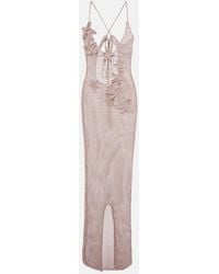 Bananhot - Hilsa Open-Knit Lame Maxi Dress - Lyst