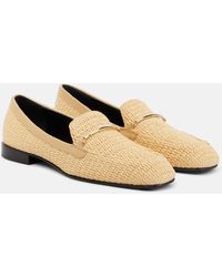 Victoria Beckham - Raffia And Leather Loafers - Lyst