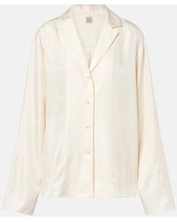 TOTEME - Monogram Silk Satin Pajama Shirt - Lyst
