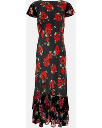 RIXO London - Liberty Floral Silk Midi Dress - Lyst