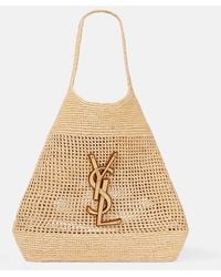 Saint Laurent - Icare Maxi Crochet Raffia Shopper - Lyst