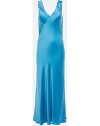 Asceno - Bordeaux Silk Slip Dress - Lyst