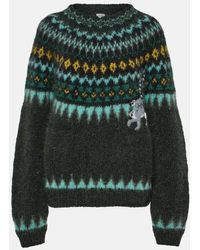 Loewe - + Suna Fujita Fair Isle Embroidered Mohair-blend Sweater - Lyst