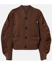Sacai - Cotton-Blend And Twill Cardigan - Lyst